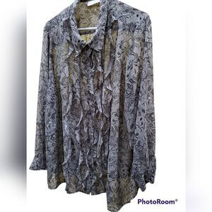 Joan Rivers Sheer Gray Paisley Top Size 26W